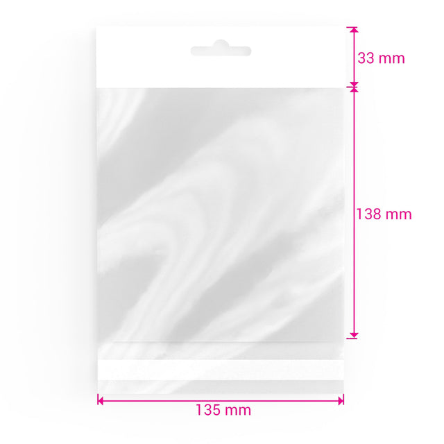 Cello Bags (With Header) Clear 135 x 138 mm