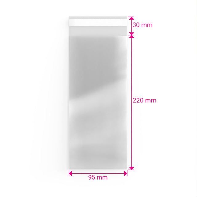 Cello Bags (Non-Header) Clear 220 x 95 mm