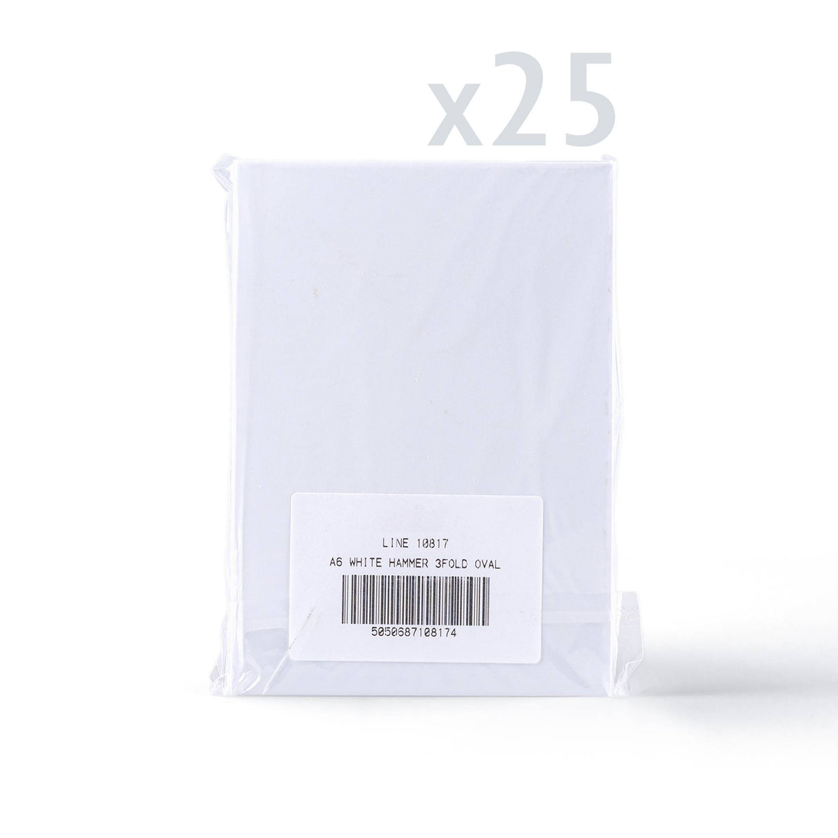 Bijele trostruko preklopne kartice s reljefnom teksturom i ovalnim otvorom – pakiranje